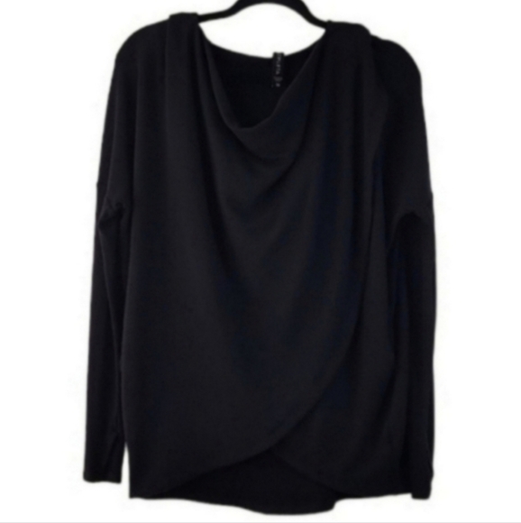ATHLETA Purana Drape Black Longsleeve Pullover Hoodie Top Size XS - Picture 2 of 6
